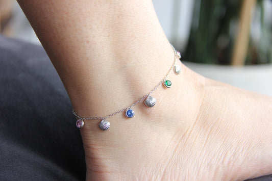 Dainty Shell Gold Anklet, Gold Summer Beach Anklet, Shiny Shell Chain Anklet for Her, Stainless Steel Adjustable Anklet,Mother's Day Gifts