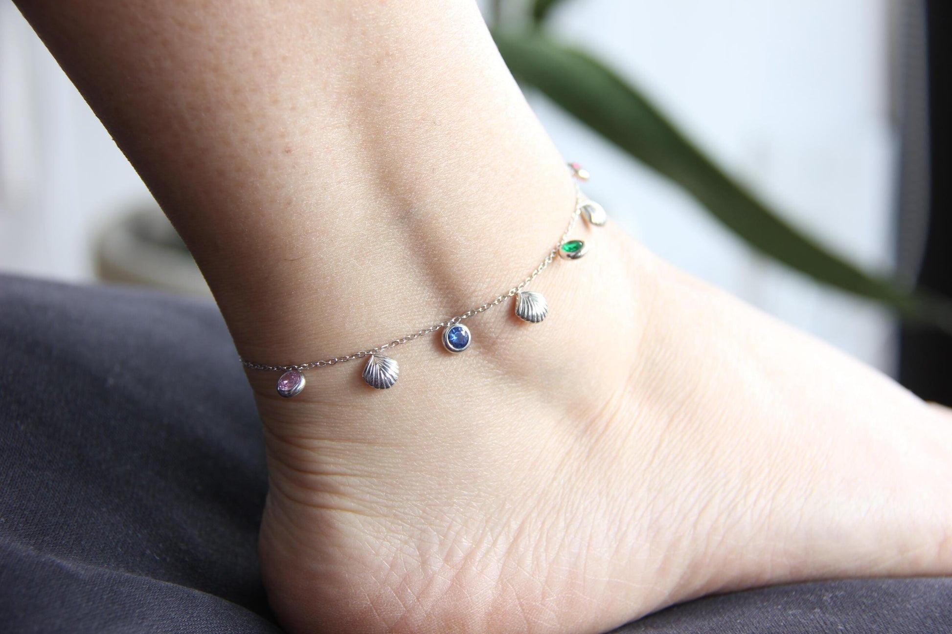 Dainty Shell Gold Anklet, Gold Summer Beach Anklet, Shiny Shell Chain Anklet for Her, Stainless Steel Adjustable Anklet,Mother's Day Gifts