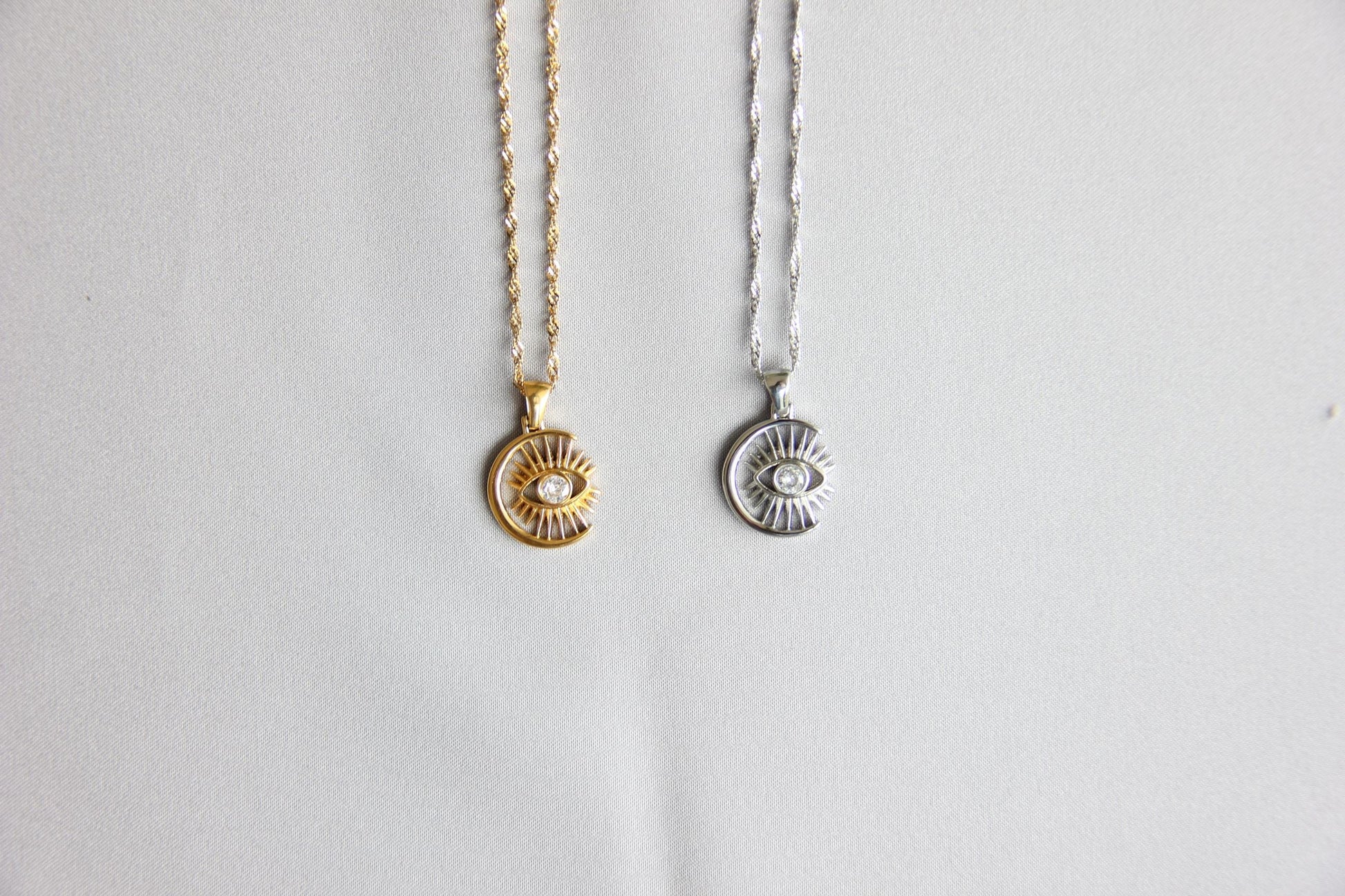evil eye gold charm pendant necklace