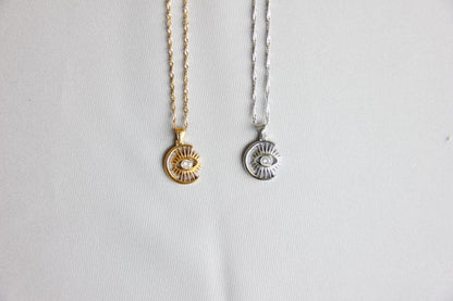 evil eye gold charm pendant necklace