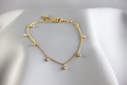 Mini Dainty Zircon Gold Anklet, Waterproof Gold SummerAnklet, Shiny Zircon Chain Anklet, Stainless Steel Adjustable Anklet,Mother's Day Gift