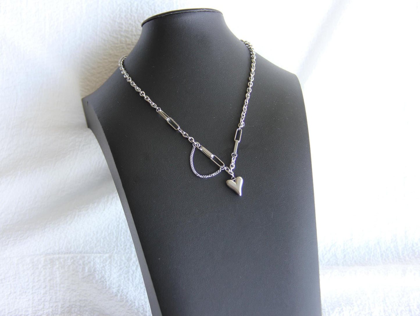 One of a kind Gold Chain Necklace with unique heart pendants. Perfect to use as a layering necklace or wearing solo, adding a touch of a romance to any outfit. Perfect gift for your wife, girlfriend, mom or for yourself!