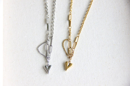 One of a kind Gold Chain Necklace with unique heart pendants. Perfect to use as a layering necklace or wearing solo, adding a touch of a romance to any outfit. Perfect gift for your wife, girlfriend, mom or for yourself!