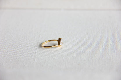 Elegant dainty zircon ring, perfect for stacking or wearing solo. Minimalist design with sparkling zircon on stainless steel band, ideal for everyday wear or gifting. Dainty waterproof gold earrings for women.