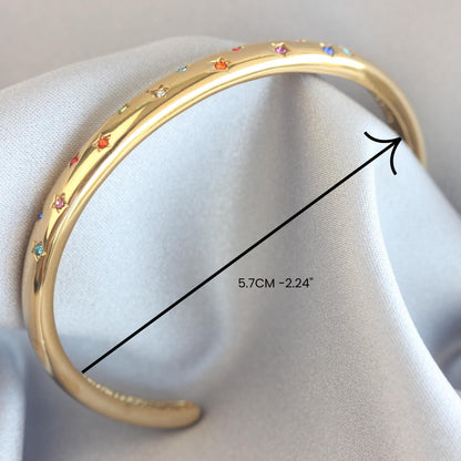 18K Gold Cuff Bracelet Celestial Open Bangle Stacking Gold Bracelet Waterproof Cuff Bracelet Unique Jewelry Bracelet Gift for Mom