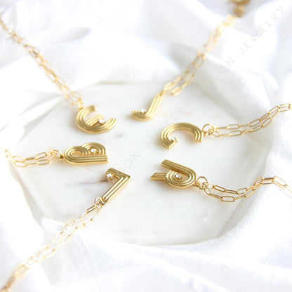 18k Gold custom initial letter necklace with mini star cubic zirconia