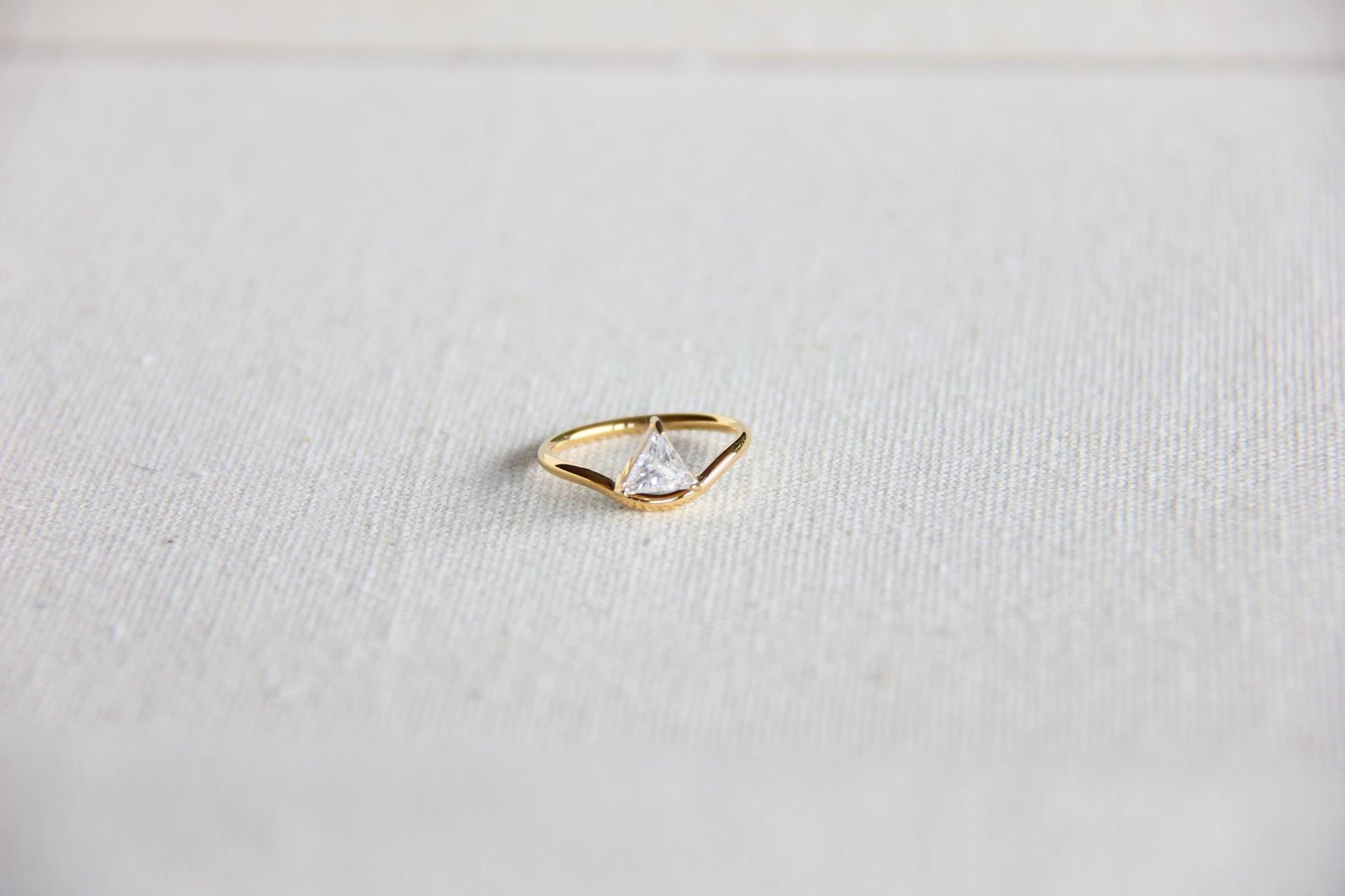 Elegant dainty zircon ring, perfect for stacking or wearing solo. Minimalist design with sparkling zircon on stainless steel band, ideal for everyday wear or gifting. Dainty waterproof gold earrings for women.