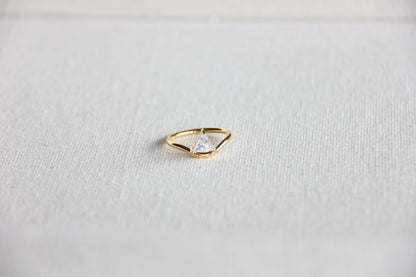 Elegant dainty zircon ring, perfect for stacking or wearing solo. Minimalist design with sparkling zircon on stainless steel band, ideal for everyday wear or gifting. Dainty waterproof gold earrings for women.
