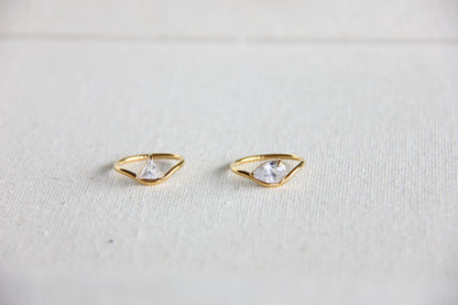 Elegant dainty zircon ring, perfect for stacking or wearing solo. Minimalist design with sparkling zircon on stainless steel band, ideal for everyday wear or gifting. Dainty waterproof gold earrings for women.