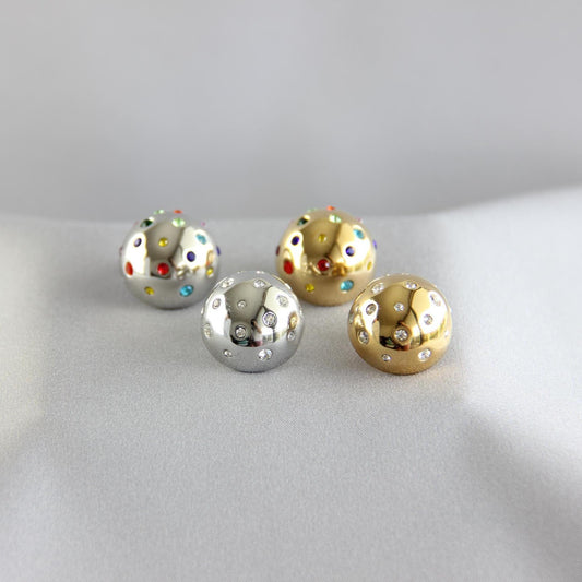 Colorful CZ Statement Earring, Modern Gold Stud Unique Jewelry, Chunky Handmade Bold Earring, Mom Jewelry Gifts, Mother's Day Gifts