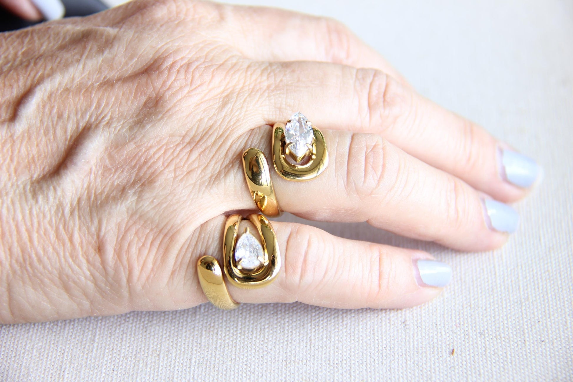 Statement gold zircon ring, perfect for stacking or wearing solo. Minimalist design with sparkling zircon on stainless steel band, ideal for everyday wear or gifting. Unique gift for friend, mom or loved ones.