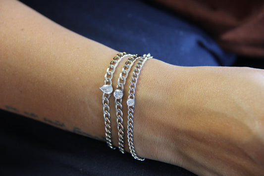 Cuban Chain Zirconia Bracelet, Waterproof Gold Shiny Bracelet for Women, Handmade Minimal Zirconia Bracelets, Unique Mother Day Gift for Her