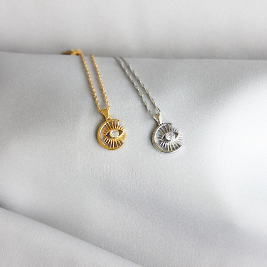 evil eye gold charm pendant necklace