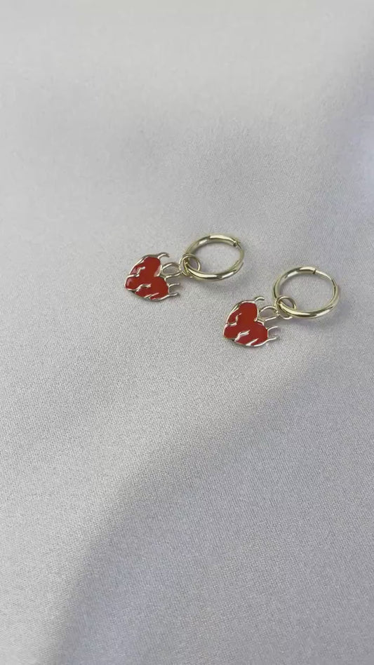 Gold Heart Earrings, Heart Earrings,Gold Huggie Earring,Gold Flame Earrings,Birthday Gift for Her,Gold Earring for Women,Gift for Mother Day