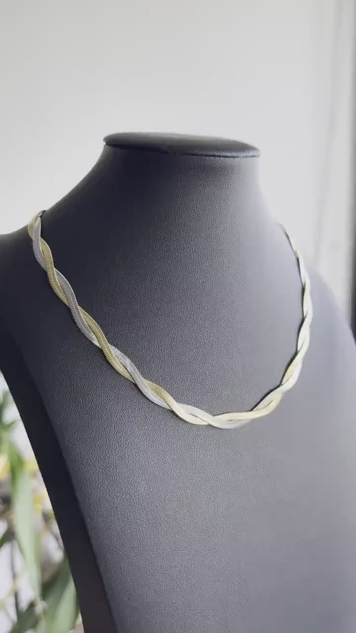 18K Gold Twist Chain Necklace, Waterproof Double Snake Chain Necklace, Gold Layering Chain, Unique Handmade Jewelry Gift for Friend,Mom Gift