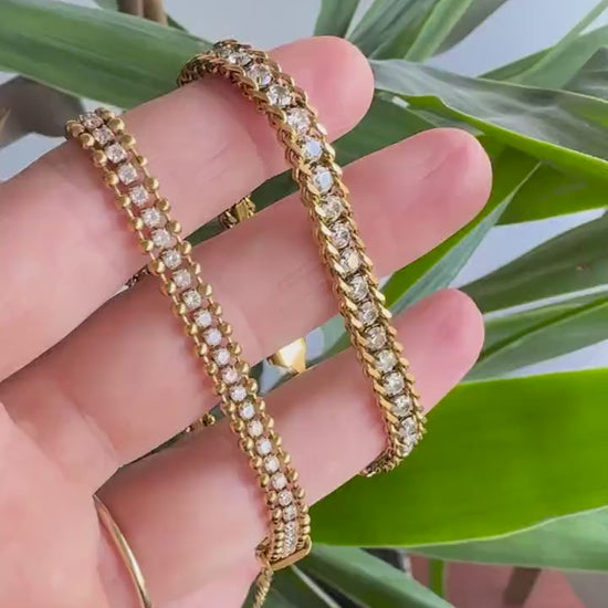 Woven Zirconia Chain Bracelet, Waterproof Gold Shiny Bracelet for Women, Handmade Minimal Zirconia Bracelet, Unique Mothers Day Gift for Her