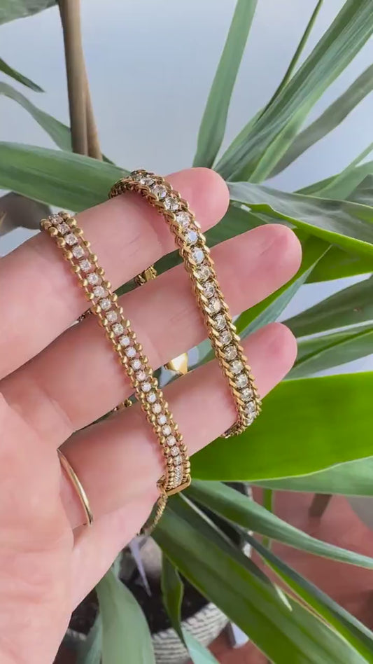 Woven Zirconia Chain Bracelet, Waterproof Gold Shiny Bracelet for Women, Handmade Minimal Zirconia Bracelet, Unique Mothers Day Gift for Her