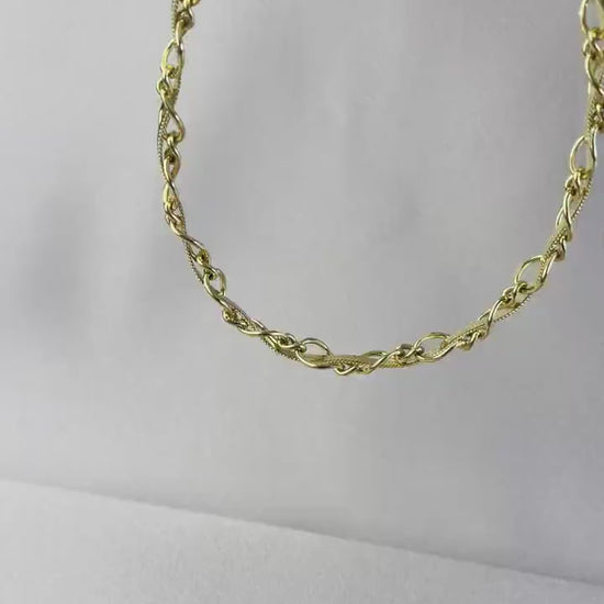 Twisted Chain Statement Necklace,18K Gold Layering Thick Chain Necklace,Waterproof Gold Thick Necklace,Handmade Jewelry Gift Her, Mom Gift