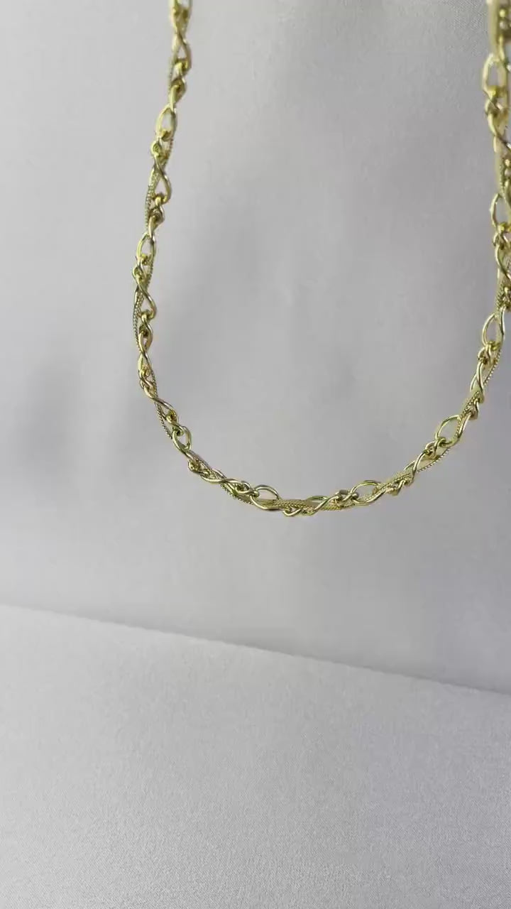 Twisted Chain Statement Necklace,18K Gold Layering Thick Chain Necklace,Waterproof Gold Thick Necklace,Handmade Jewelry Gift Her, Mom Gift