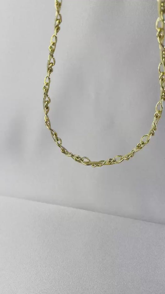 Twisted Chain Statement Necklace,18K Gold Layering Thick Chain Necklace,Waterproof Gold Thick Necklace,Handmade Jewelry Gift Her, Mom Gift